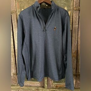 Greyson Herringbone 1/4 Quarter Zip Golf Pullover Men's Large Blue Top